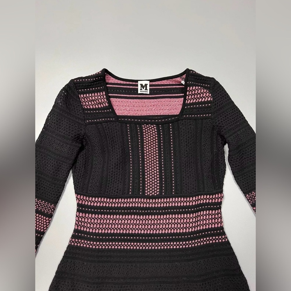 👗👗Valentino by Missoni Elegant Black and Pink Striped Dress Size 40 (US M, 8) - Picture 6 of 16